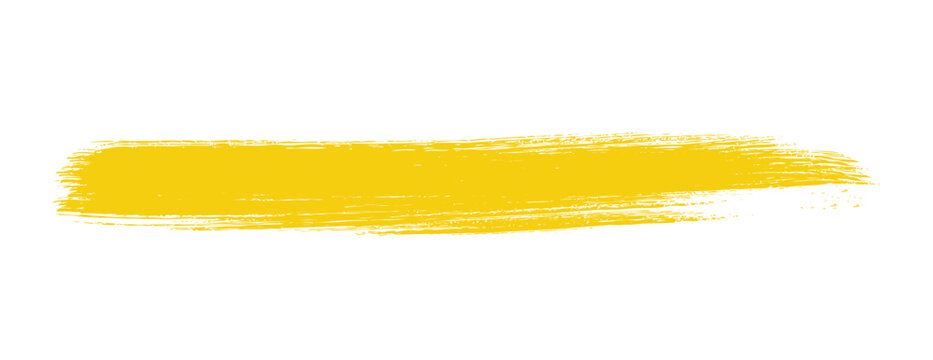 Yellow paint brush stroke texture. Wide artistic highlight banner vector.