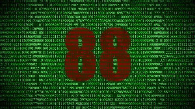  Number 88 made of binary code digital number 88 binary code matrix loop video background