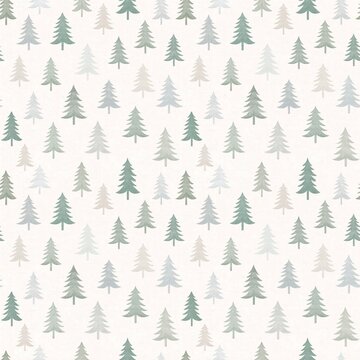 Christmas Tree Seamless Pattern &ndash; Minimal Winter Forest Holiday Background