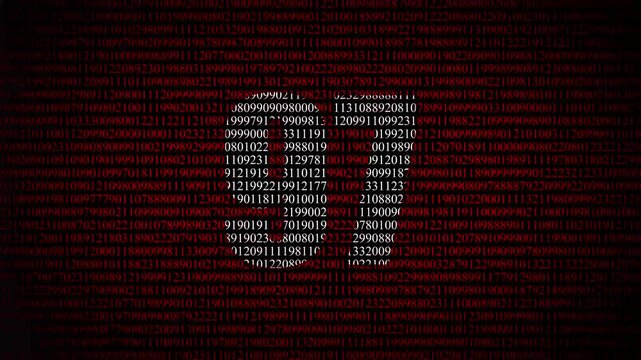 Abstract digital matrix background with green numbers data stream and hidden red number 97 ,pattern, futuristic artificial intelligence technology concept, cyber data code visualization and big data 