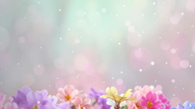 Pastel primula blooms closeup morning light, soft bokeh background. Delicate pink purple petals with yellow centers, clustered stems. Tranquil garden mood. Flower blossoms in peaceful garden setting.