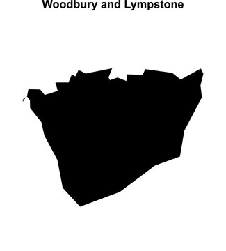 Woodbury and Lympstone (England) blank outline map