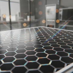 Naklejka premium High-tech Graphene Solar Cell Nanotechnology Photovoltaic Wafer
