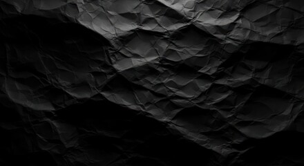 Abstract monochrome wrinkled paper texture background with dramatic shadows