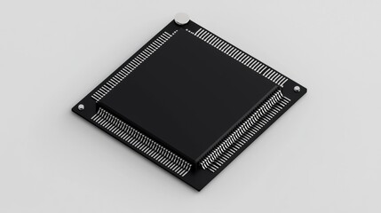 A black circuit board with a silver screw on top.