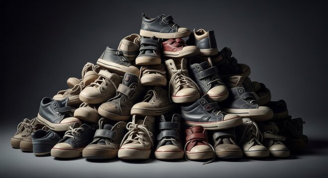 Pile of Worn Children's Shoes
