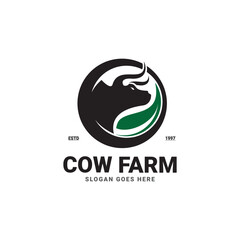 Obraz premium Cow Logo Design Farm Vector Classic Cow, Cow Logo Design Template