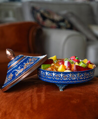 Colorful Ramadan Eid Candy and Chocolate in the Traditional Ottoman Cuisine Desserts Photo, Eid Celebration Among Family Photo, &Uuml;sk&uuml;dar Istanbul, Turkiye (Turkey)	