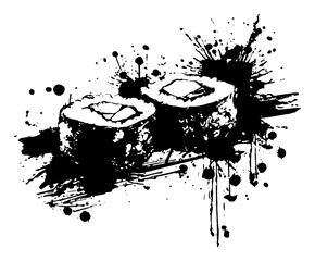 Japanese sushi food rolls illustration in artistic grunge style © UrbanDruid