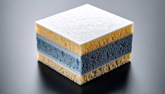 Close up view of a composite material with distinct layered structure and textured surfaces.