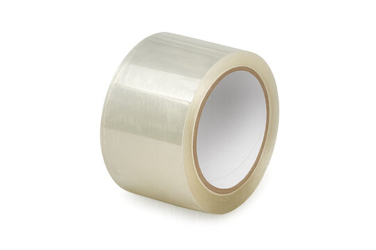 Transparent packing tape roll, adhesive office supply