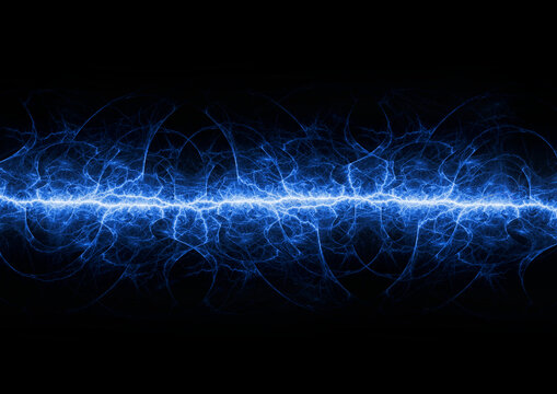 Blue Electric Energy Wave Abstract Technology Background on Black