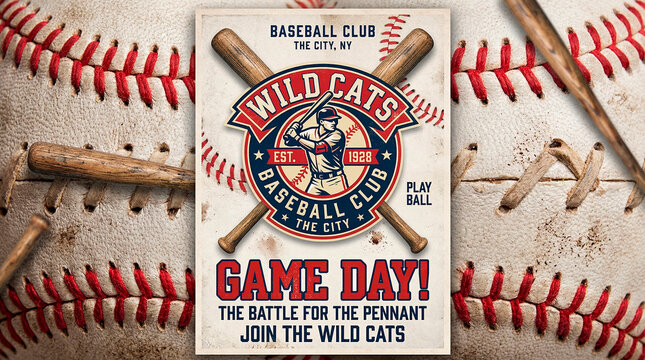 Vintage baseball club game day pennant design