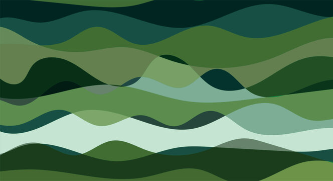 Abstract green eco wave background with layered fluid organic shapes