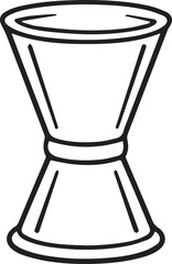 Simple and clean, a classic cocktail jigger is isolated, perfect for any mixology.