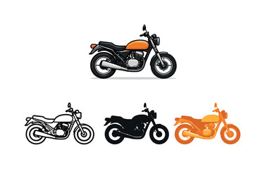 Fototapeta premium Motorcycle Freedom Silhouettes. Freedom riding concept shown as a standard street motorcycle with fuel tank, seat, handlebars, and