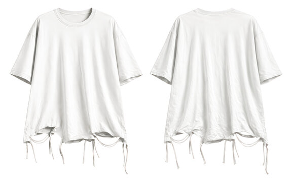 Distressed Hem White T Shirt Front and Back Apparel Mockup Template