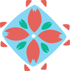 Obraz premium Flower Motif In Geometric Badge