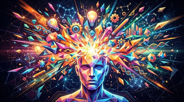 Human mind exploding with creative ideas and innovation