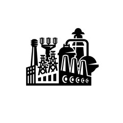 Obraz premium Clean factory logo vector icon representing industry, manufacturing, and production. Simple modern design suitable for business, industrial branding, apps, and web interfaces.