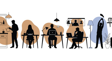 Set of 6 office workers vector illustrations