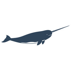 Simple illustration of a narwhal, a marine mammal with a long tusk, isolated on white. © Wiliam Robert