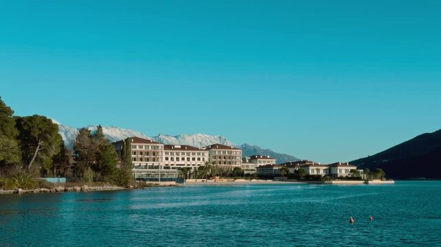 Portonovi Luxury Resort and mountains in Boka Kotorska Bay, Montenegro