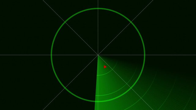 Green sweeping radar scanning detecting tracking surveillance animated 4k