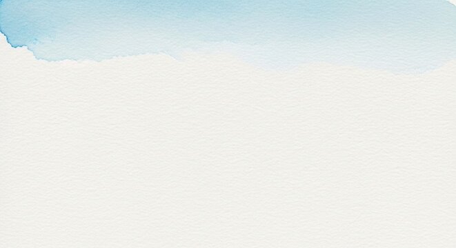 Soft light blue watercolor wash on textured white paper with a rough edge Keywords: watercolor, wash, blue, light blue, white, paper, textured, background, abstract, art, painting