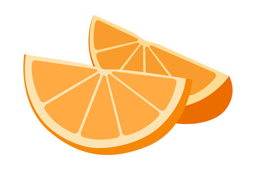 Fresh slices of orange. Juicy citrus fruit. Perfect for food design, packaging, menu and healthy lifestyle themes. Healthy food concept. Vector illustration isolated on white background.