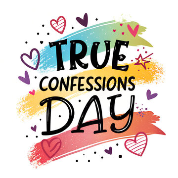 True confessions day painted colorful background hearts