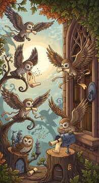 Owls Delivering Messages.