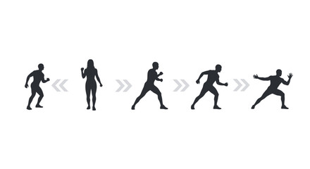 Obraz premium Set of 5 running people icons vector
