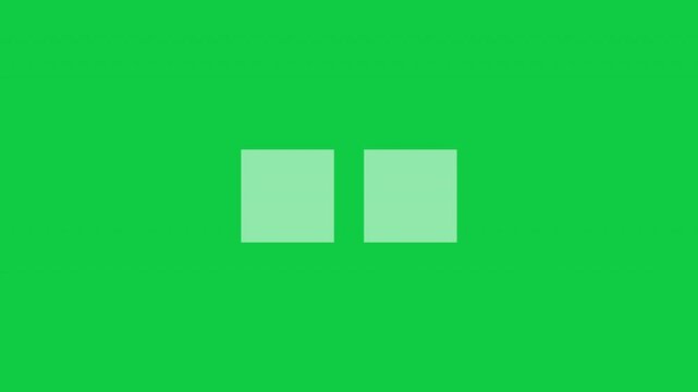 Loading Two Squares Loop Animation - White Boxes Processing Isolated On Green Background