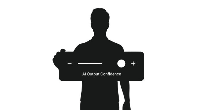 Vector silhouette of man with AI output confidence slider
