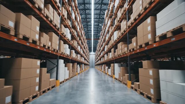 Aisle in a large storage warehouse.