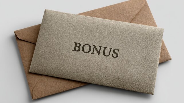 Bonus envelope on top of another envelope on light surface