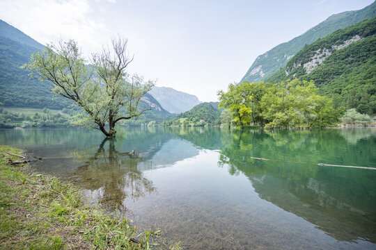 Lake tenno high water submerging trees and riparian vegetation