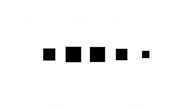 Five Squares Loading Loop Animation - Black Boxes Buffering Isolated On White Background