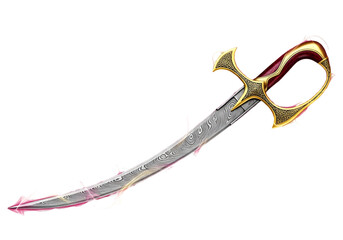 Obraz premium Elegant Fantasy Sword with Ornate Gold Hilt and Curved Blade