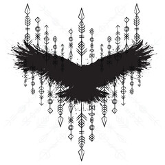 Fototapeta premium Tunic grunge ink blots raven