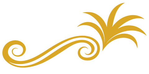 Elegant golden decorative swirl and floral ornament, vector