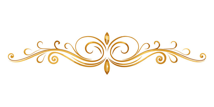 Elegant golden ornamental scroll divider, vector