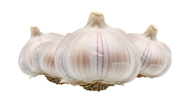 A group of garlic bulbs isolated on transparent background