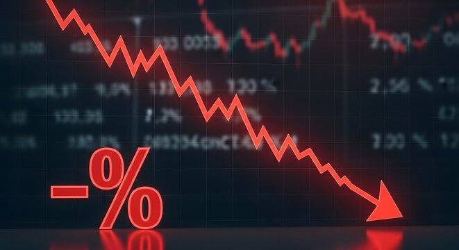 A declining stock market trend with a significant percentage decrease