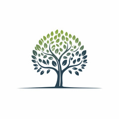 Obraz premium Stylized Tree with Gradient Leaves Illustration.