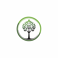 Obraz premium Tree Logo Design with Green Leaves.