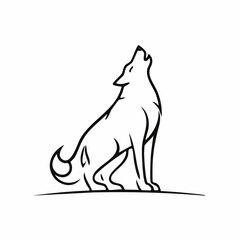 Obraz premium Black and White Wolf Illustration Howling.