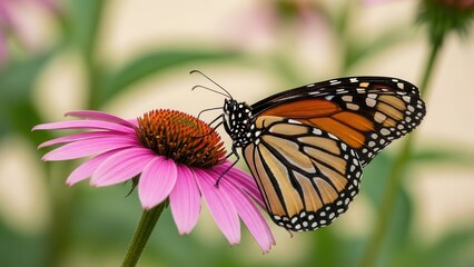 Obraz premium Monarch Butterfly on Purple Echinacea Flower