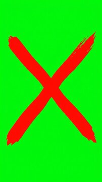 Red cross mark on a vibrant green background, symbolizing negation
